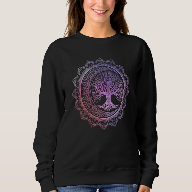 Camiseta Árvore Da Vida Fases Da Lua Crescente Floral Manda (Frente)