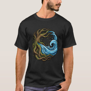 Camiseta Árvore da Vida Raízes Onda Oceânica Aquática Natur