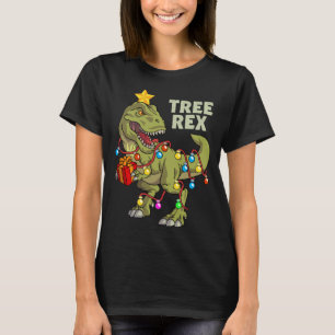Camiseta Árvore das Luzes do Dinossauro Natal Rex