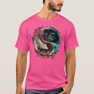 Camiseta Árvore De Arte Da Vida Do legal Colorido Wolf Yin 