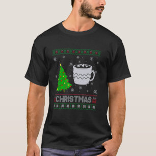 Camiseta Árvore de Cacau Quente Iluminação Feia de Natal