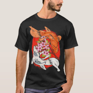 Camiseta Árvore de Cerejeira Japonesa Peixe Koi Yin Yang Ho