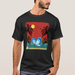 Camiseta Árvore de Coco de Praia Borboleta Gráfica Verão