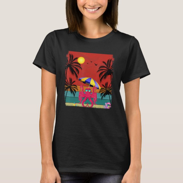 Camiseta Árvore de Coco de Praia Octopus Verão (Frente)