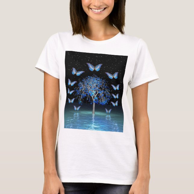 Camiseta Árvore de cristal borboleta (Frente)