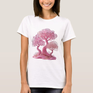Camiseta Árvore de Cristal Rosa Prata Divertida Impressão