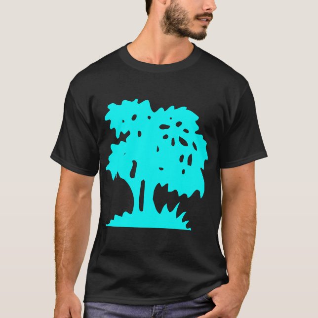 Camiseta Árvore de desenho - Ciano (Frente)