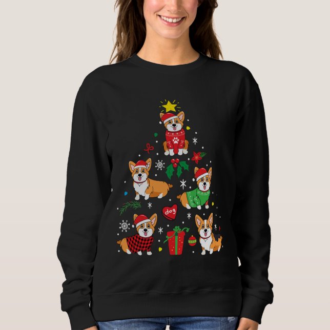 Camiseta Árvore de Enfeites de natal Corgi (Frente)
