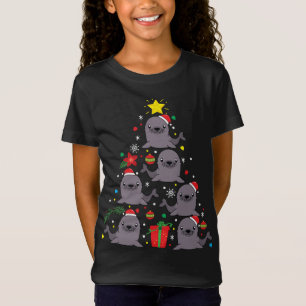 Camiseta Árvore de Enfeites de natal do Leão do Mar Engraça