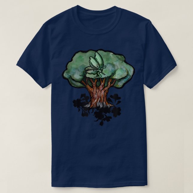 Camiseta Árvore de fadas Arte verde amante fadas druidas (Frente do Design)