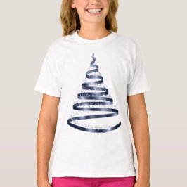 Camiseta Árvore de Fita Azul Brilhante de Natal Brilha