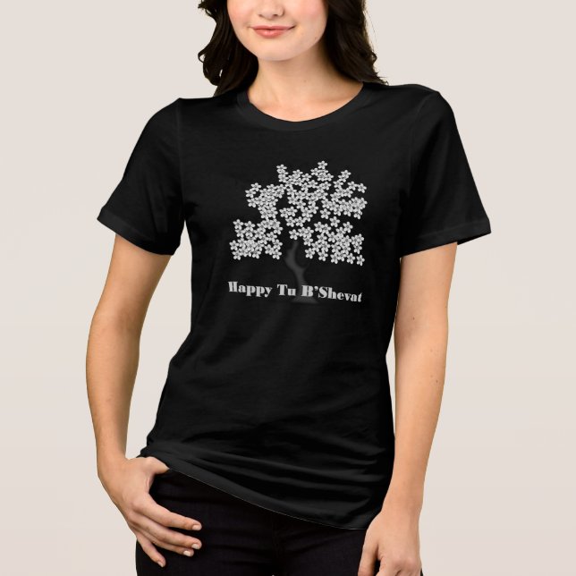 Camiseta Árvore de Flores de Tu B'Shevat Prateada (Frente)