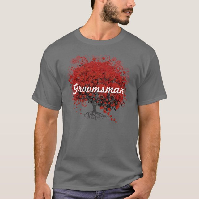 Camiseta Árvore de Folhas de Coração Vermelha (Frente)