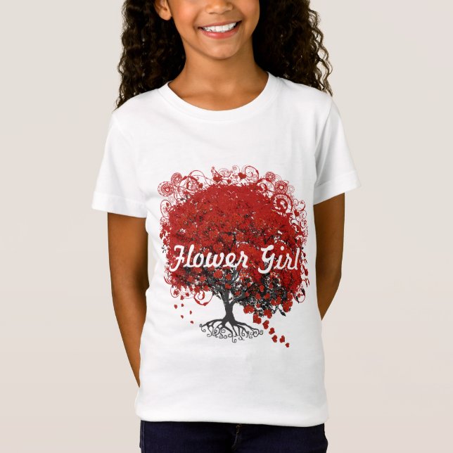 Camiseta Árvore de Folhas de Coração Vermelha (Frente)