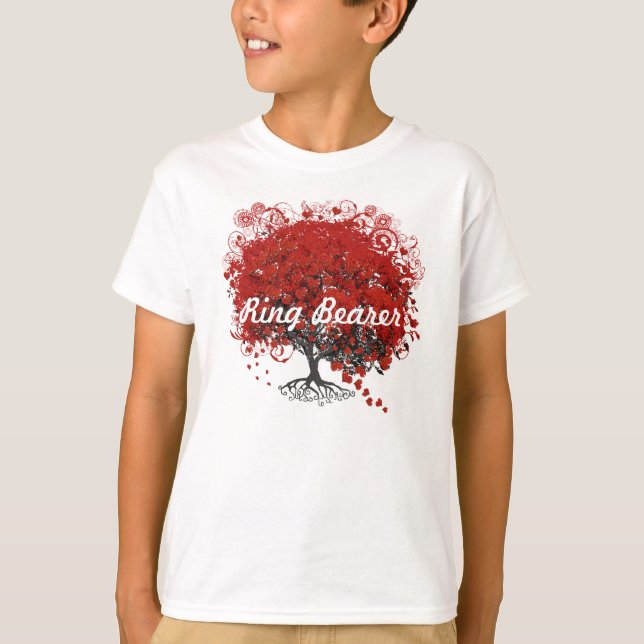 Camiseta Árvore de Folhas de Coração Vermelha (Frente)