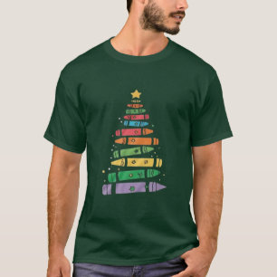 Camiseta Árvore de Giz de Natal Professor Luzes de Natal Fo