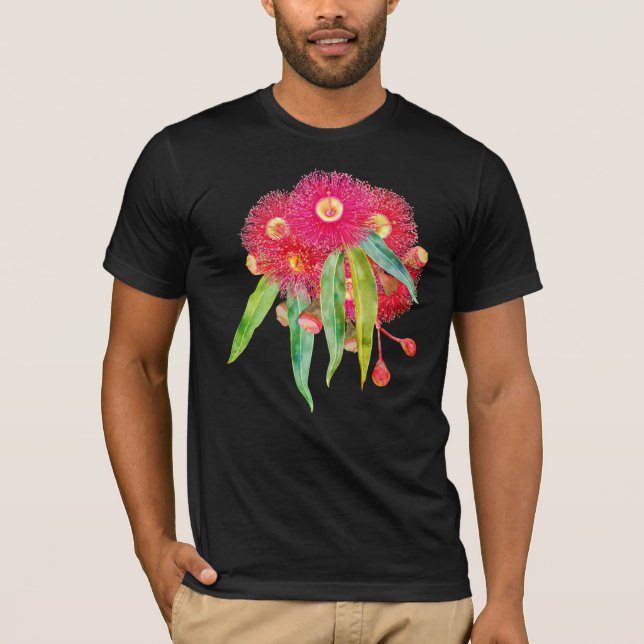 Camiseta Árvore de Goma Rosa Eucalipto em Flor (Frente)