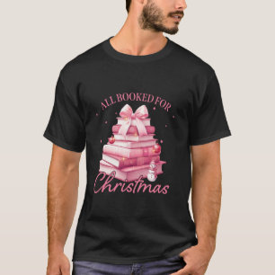 Camiseta Árvore de Livro de Natal, Cor-de-Rosa-Cor-de-Corte