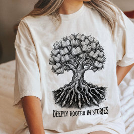 Camiseta Árvore De Livros Caneta-Tinteiro Raízes Arte Liter
