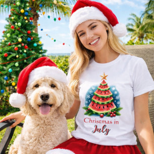 Camiseta Árvore de Melancia Caprichosa Natal em Julho
