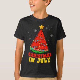 Camiseta Árvore de Melancia Natal Em Julho Férias de Verão