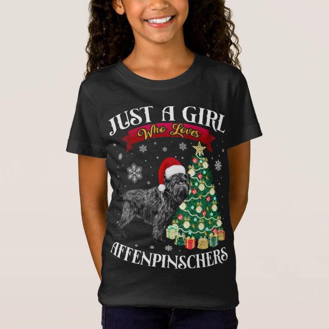 Camiseta Árvore de Natal Affenpinscher Papais noeis H (Frente)