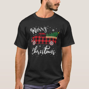 Camiseta Árvore de Natal Alegre em Caminhão de Xadrez de Bú