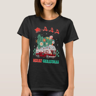 Camiseta Árvore de Natal Alegre Groovy Xadrez de Búfalo Fam