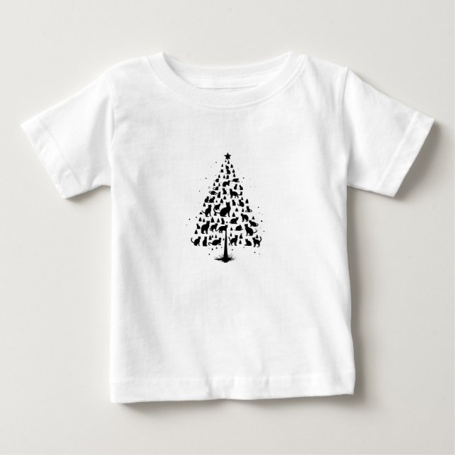 Camiseta Árvore de Natal Amante de Gatos 1 (Frente)