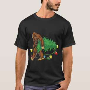 Camiseta Árvore de Natal Bigfoot Luzes Xmas Sasquatch Lover