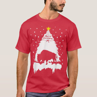 Camiseta Árvore De Natal Bison Para Homens Familiares Xmas