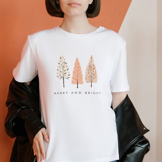Camiseta Árvore de Natal Boho Alegre e Terrosa Feminina (Criador carregado)