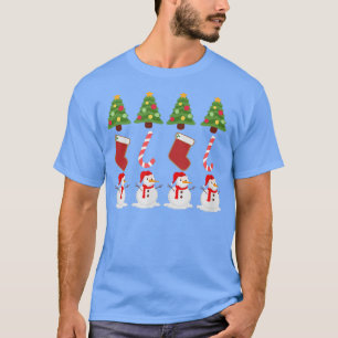 Camiseta Árvore de Natal Bolas Candi Imagem Snowman
