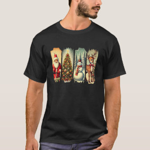 Camiseta Árvore de Natal Bonita do Papai Noel Snowman Deer