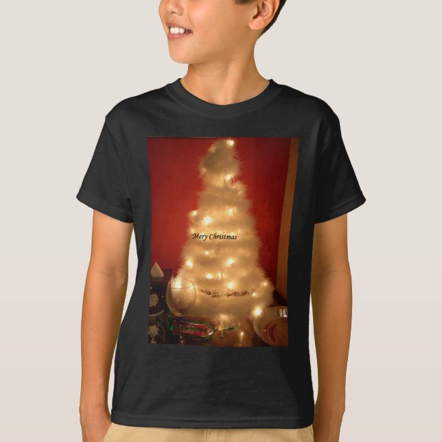 Camiseta Árvore de Natal Branca Decorada (Frente)
