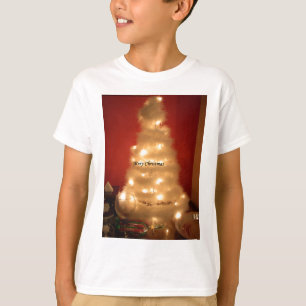Camiseta Árvore de Natal Branca Decorada