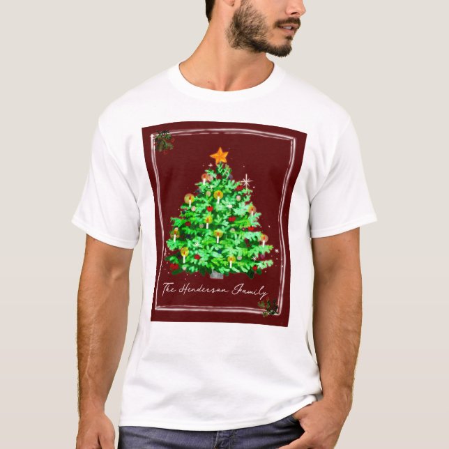 Camiseta Árvore de Natal Brilho Personalizado  (Frente)
