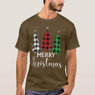 Camiseta Árvore de Natal Buffalo Xadrez Vermelha White Gree