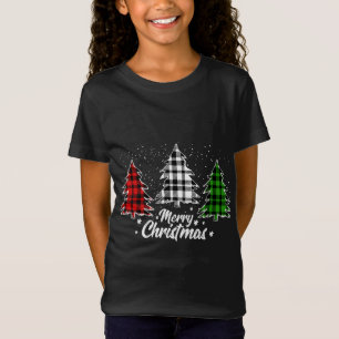 Camiseta Árvore de Natal Buffalo Xadrez Vermelha White Gree