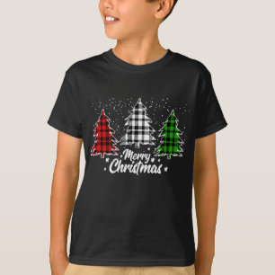 Camiseta Árvore de Natal Buffalo Xadrez Vermelha White Gree
