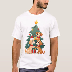 Camiseta Árvore de Natal Cachorro Engraçado Fofos 