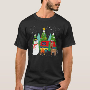 Camiseta Árvore de Natal Camping Boneco de Neve Rena Xmas P