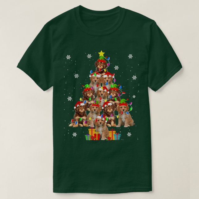 Camiseta Árvore de Natal Cavapoo Papais noeis Engraçados Ca (Frente do Design)