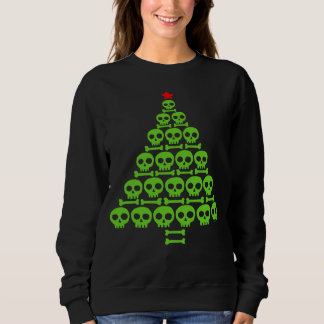 Camiseta Árvore de Natal Caveira e Ossos Verde