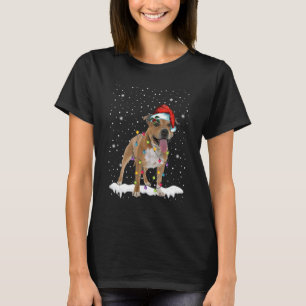Camiseta Árvore de Natal Chapéu do Papai Noel Pitbull Cacho