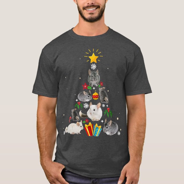 Camiseta Árvore de Natal Chinchilla Engraçada (Frente)