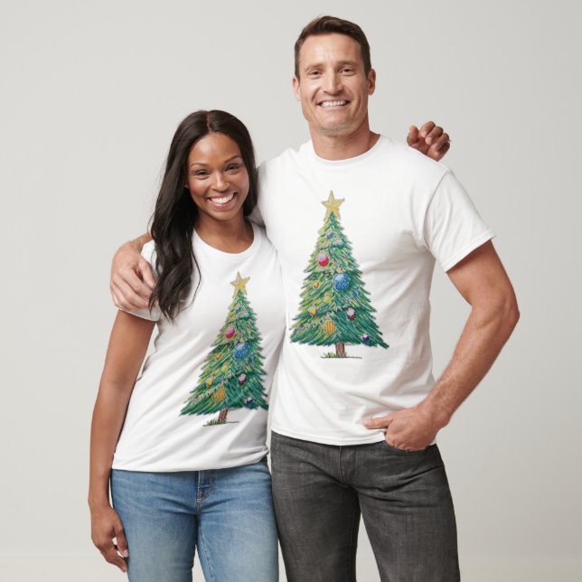 Camiseta Árvore de Natal Colorida (Unissex)