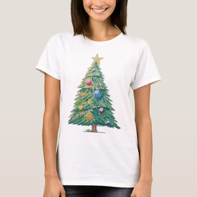 Camiseta Árvore de Natal Colorida (Frente)