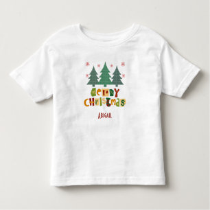 Camiseta Árvore de Natal Colorida da Família Feliz Natal