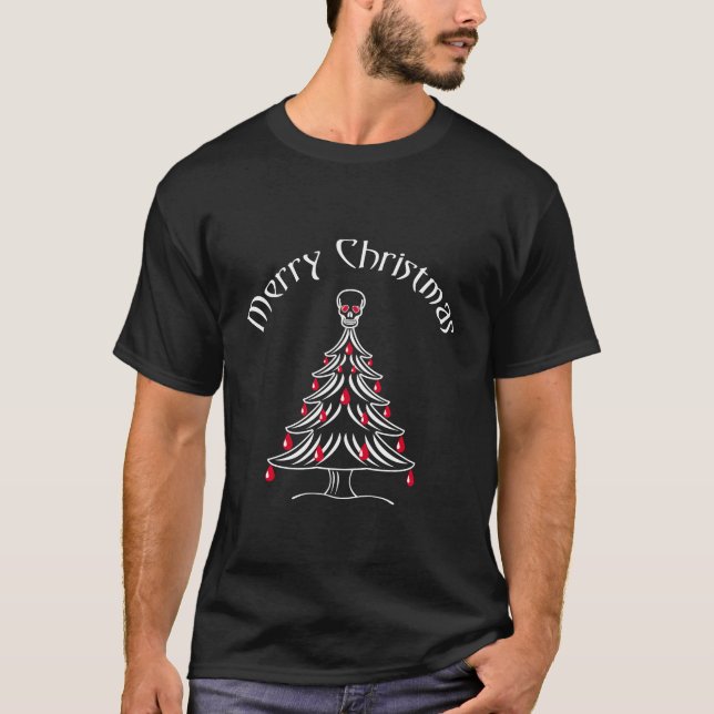 Camiseta Árvore de Natal com crânio (Frente)